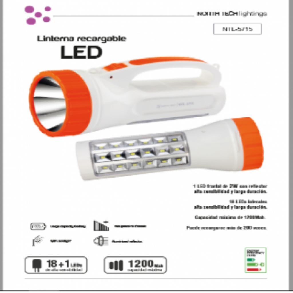 Linterna LED North Tech RECARGABLE  NTL-5715